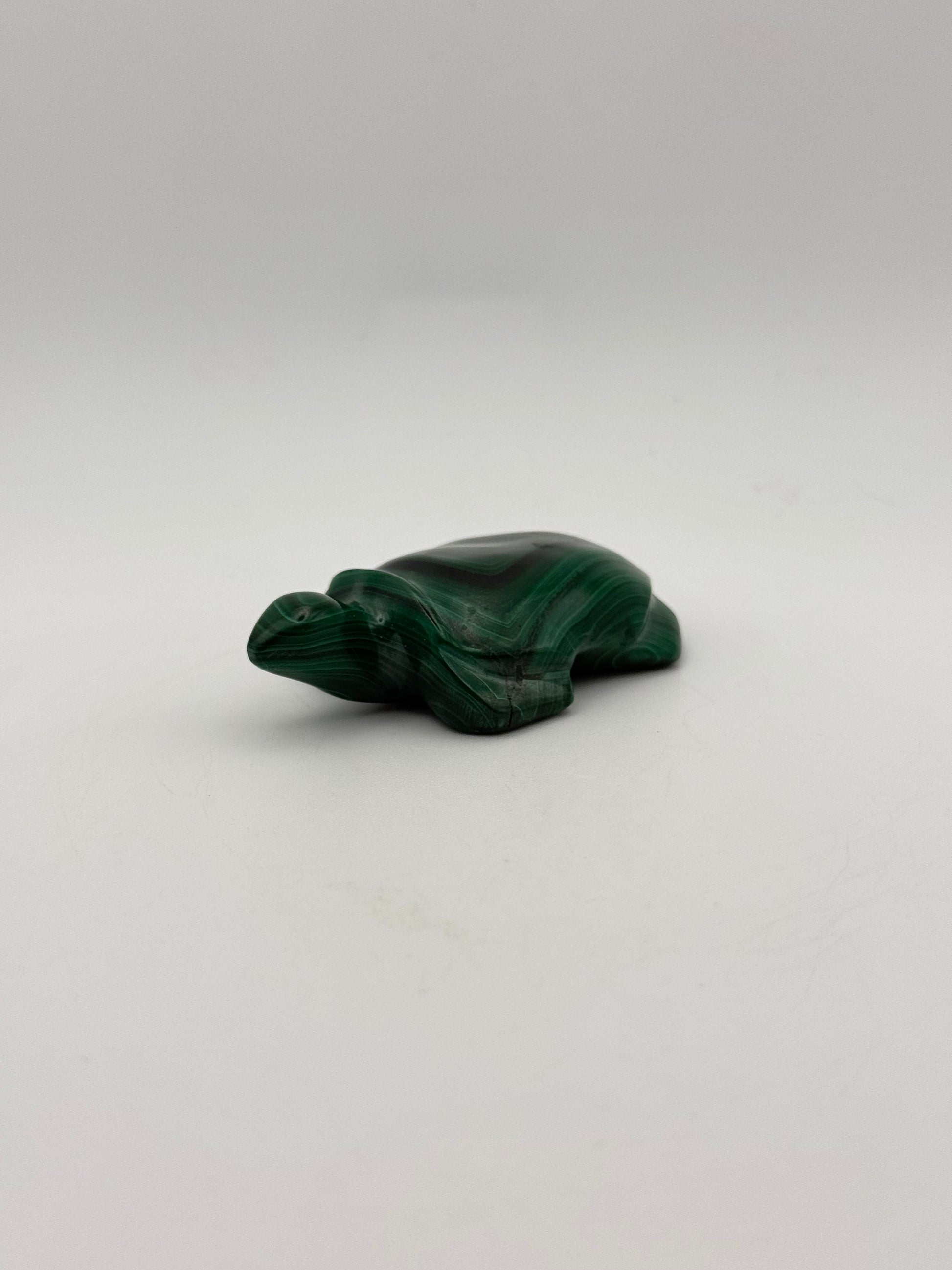 Malachite turtle carving.