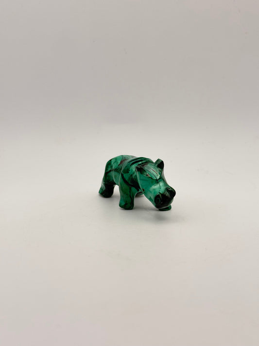 Malachite hippo carving.