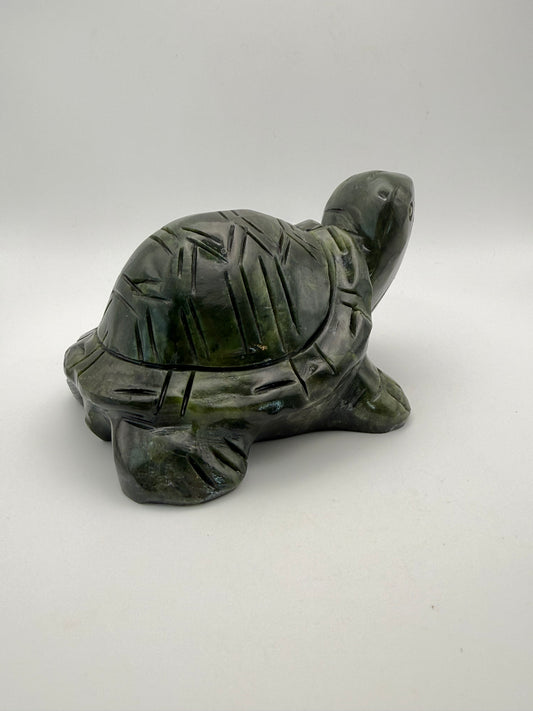 Green jade turtle carving.