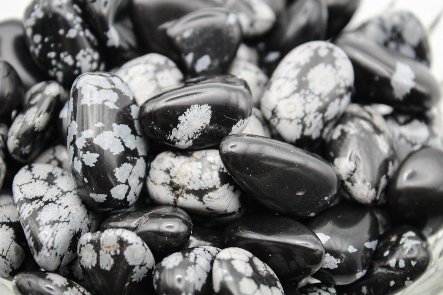 Black snowflake obsidian tumbles.