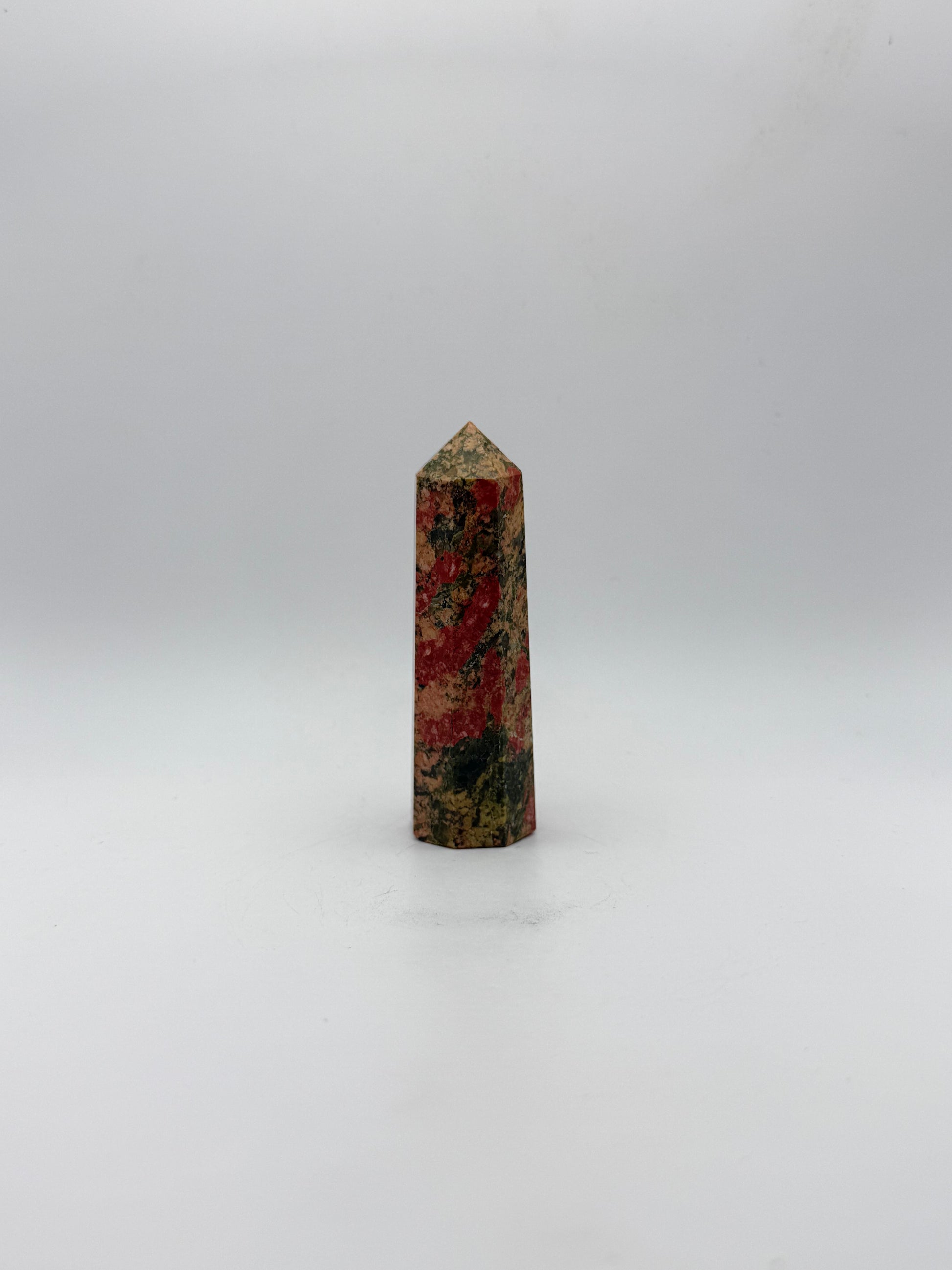 Polished unakite tower.