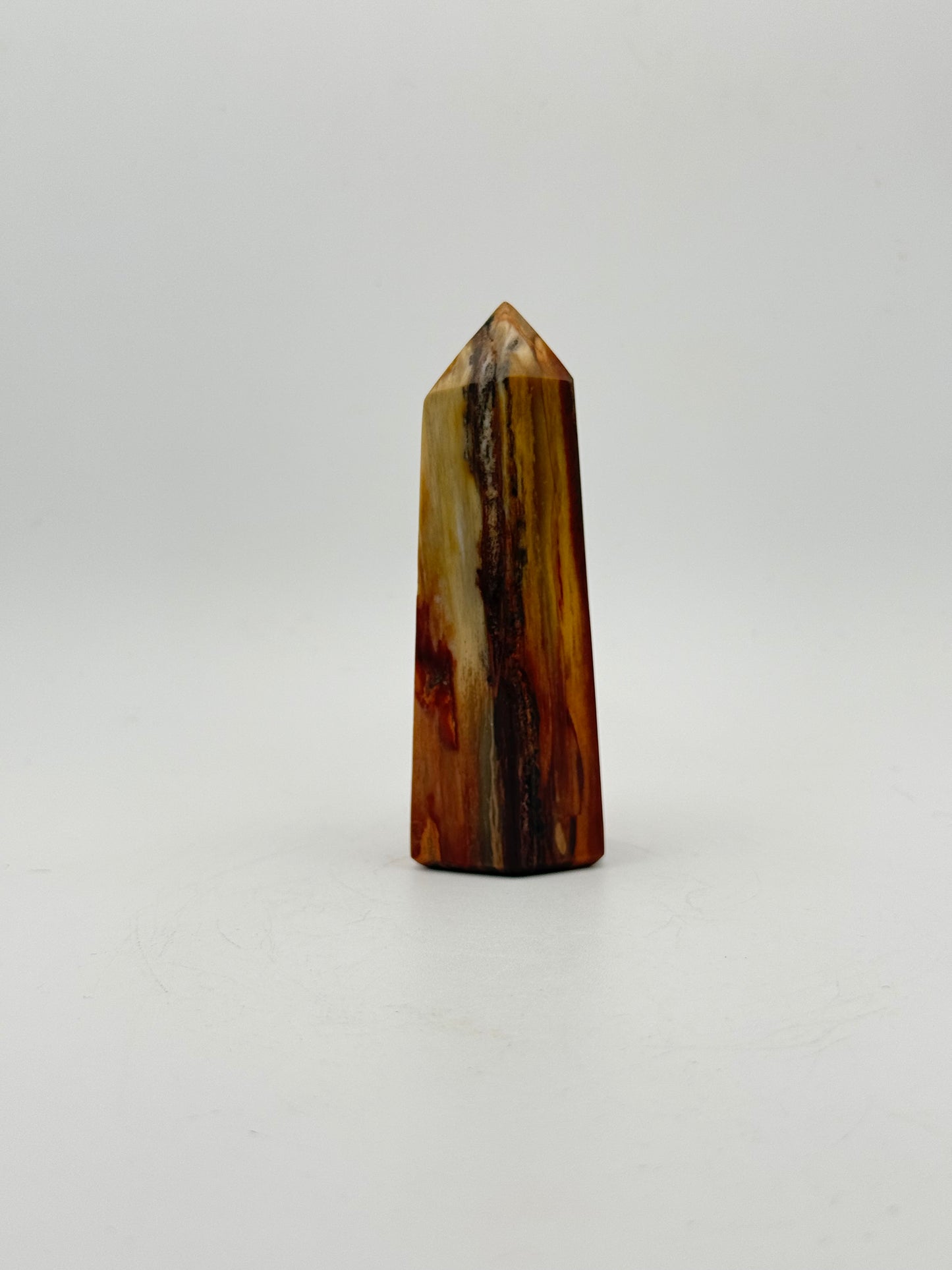 Polished petrified wood tower.