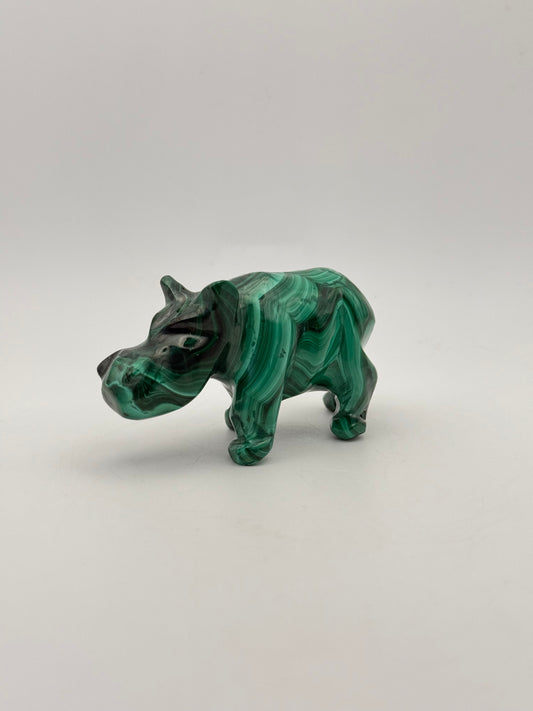 Malachite rhino carving.