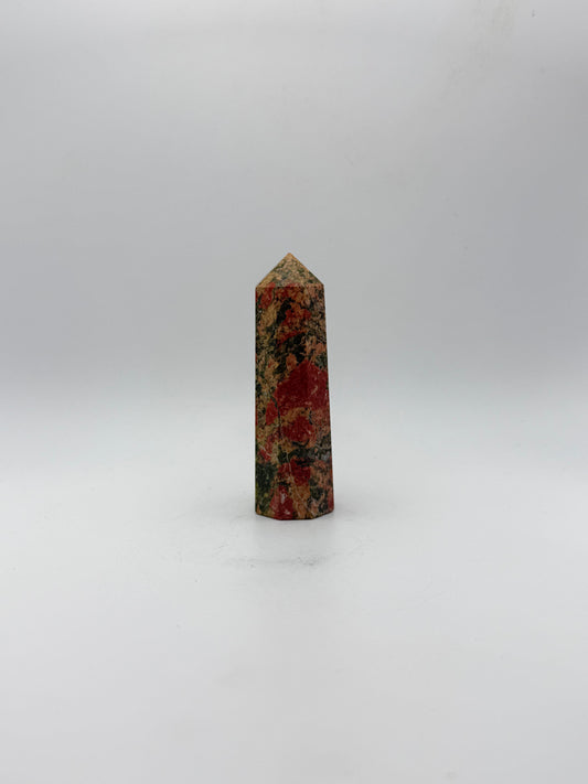 Polished unakite tower.