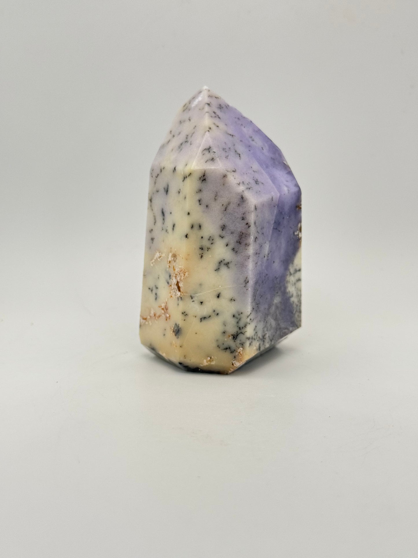 Dendritic Opal polished crystal tower. 3.5 inches tall.