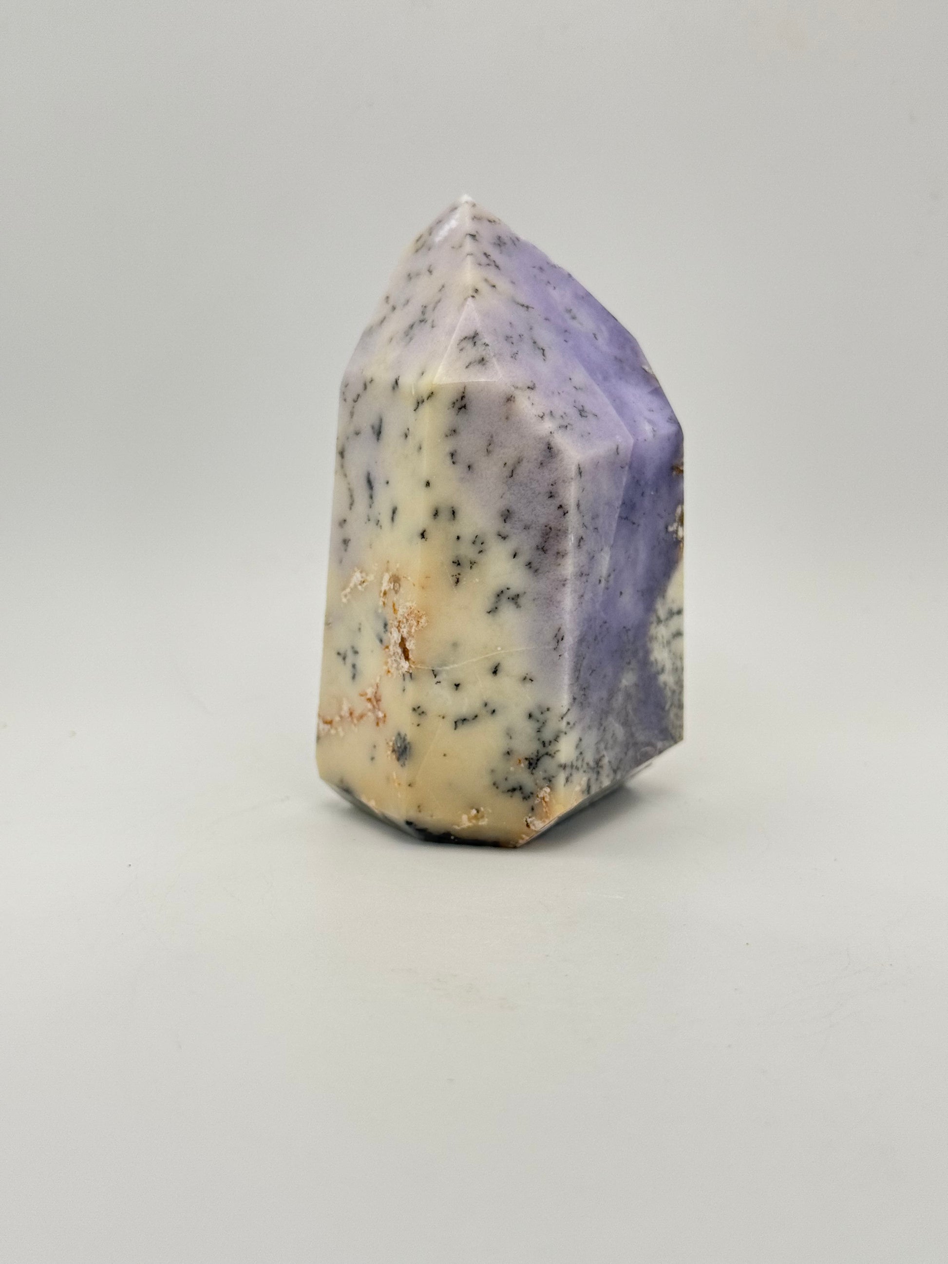 Dendritic Opal polished crystal tower. 3.5 inches tall.