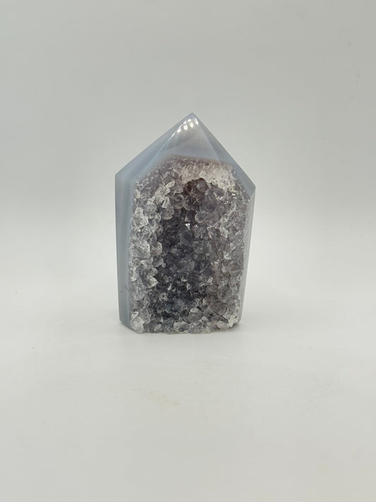 Polished druzy agate tower.