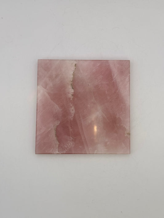 Polished rose quartz tile.