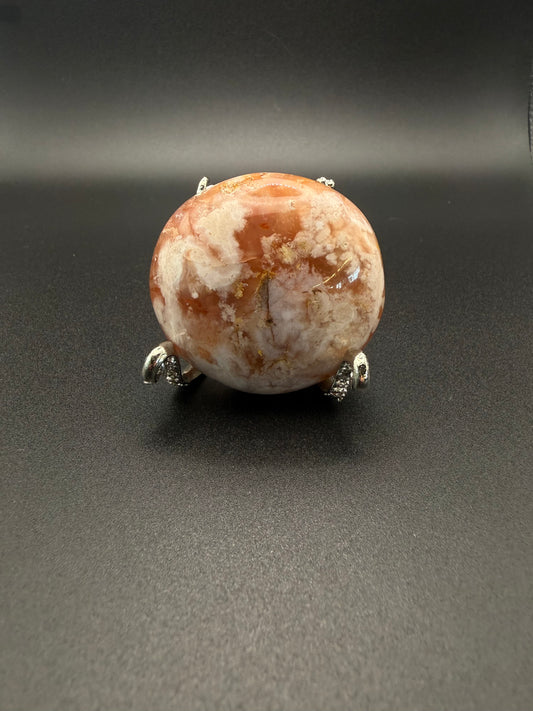 Flower agate polished crystal palm stone.