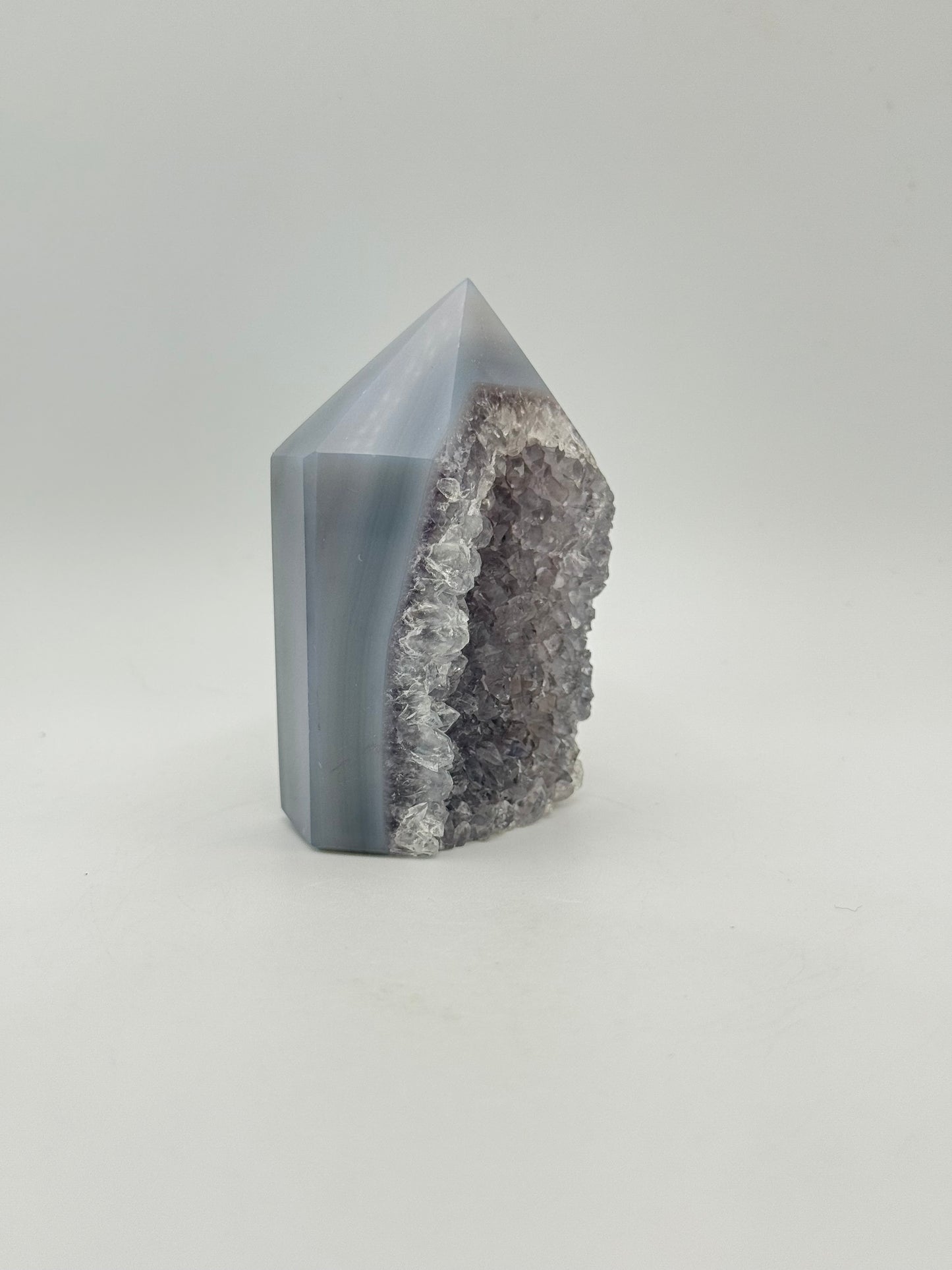 Polished druzy agate tower.