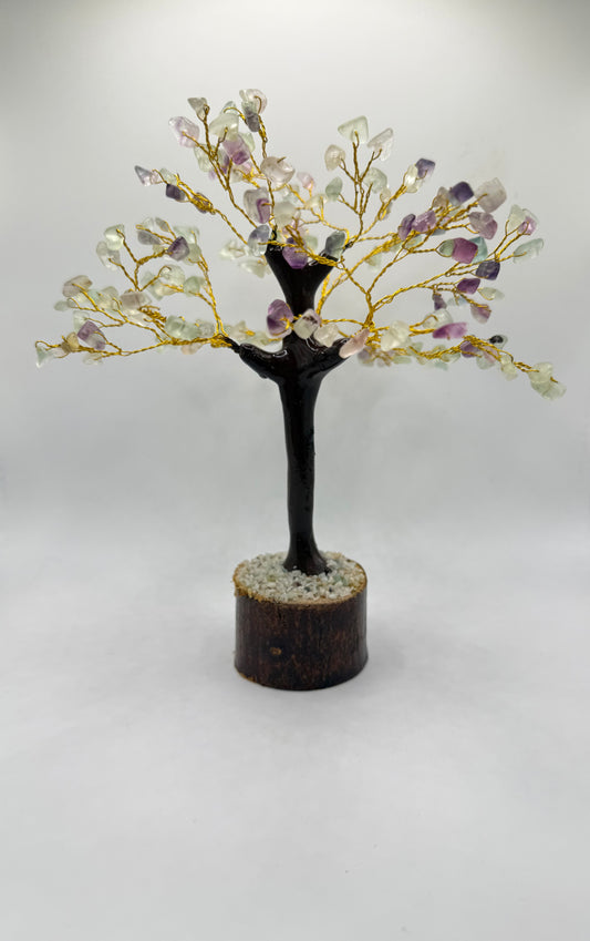Decorative tree with fluorite crystal chips as leafs.