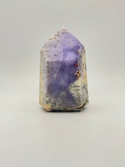 Dendritic Opal polished crystal tower. 3.5 inches tall.