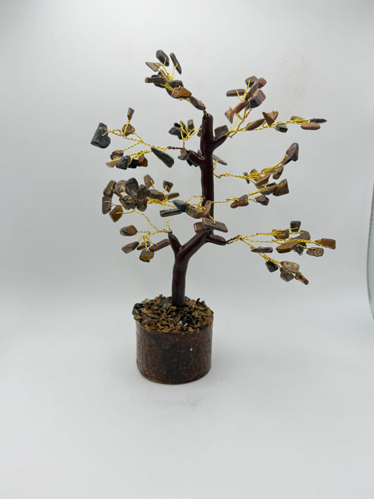 Wire tree with yellow tiger eye chips as leafs.