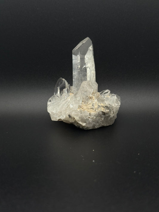 Clear quartz crystal cluster specimen