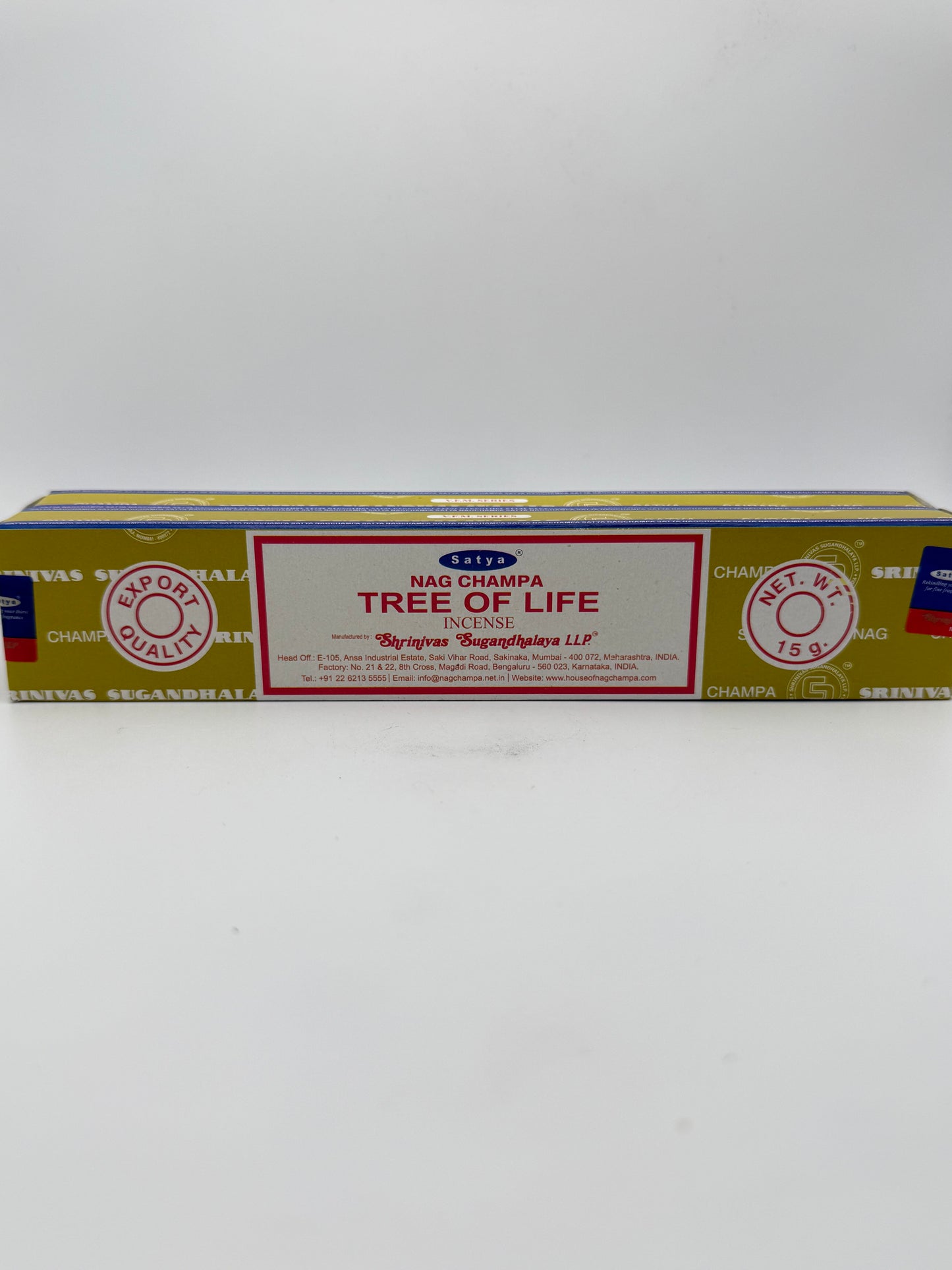 Box of Tree of Life incense sticks on a white background