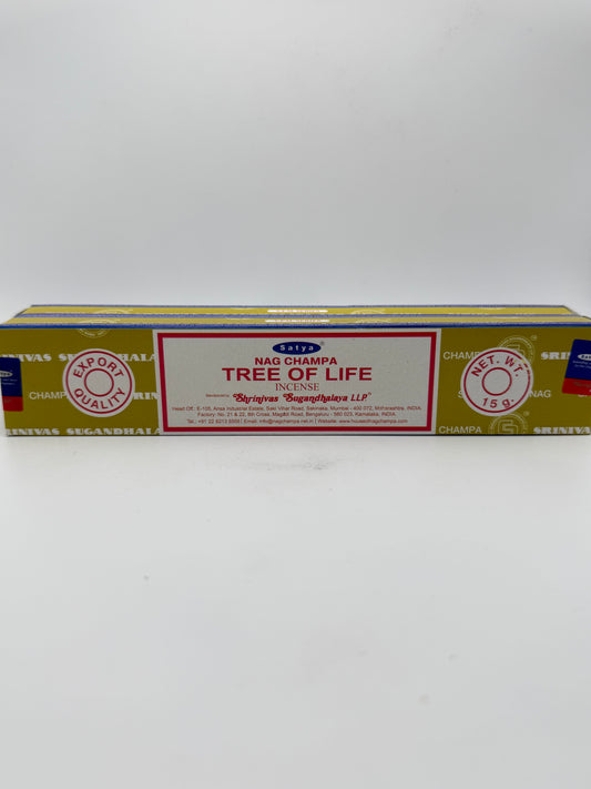 Box of Tree of Life incense sticks on a white background
