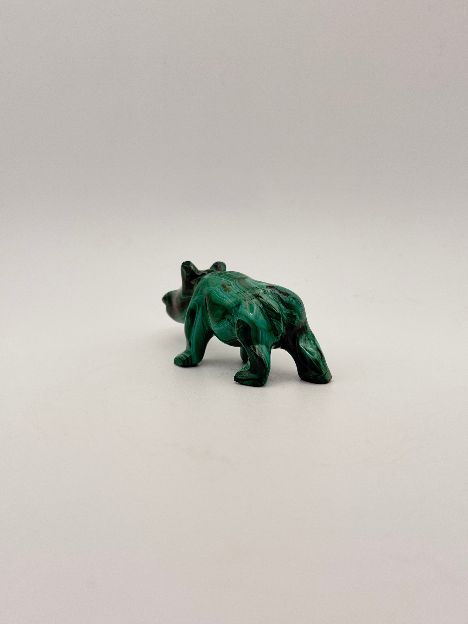 Malachite hippo carving.