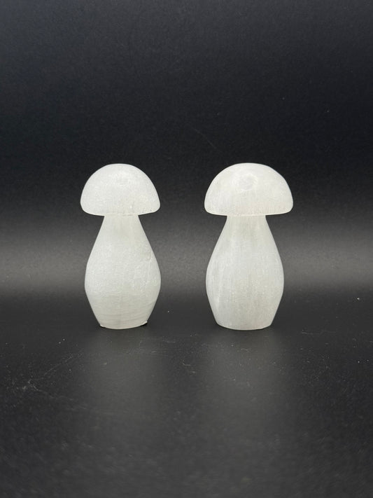 Selenite in the shape of a mushroom.