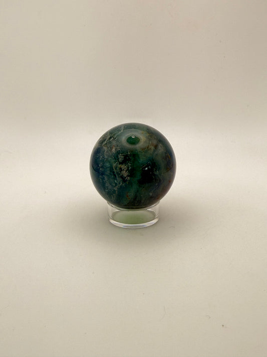 Rainbow Fluorite polished crystal sphere.