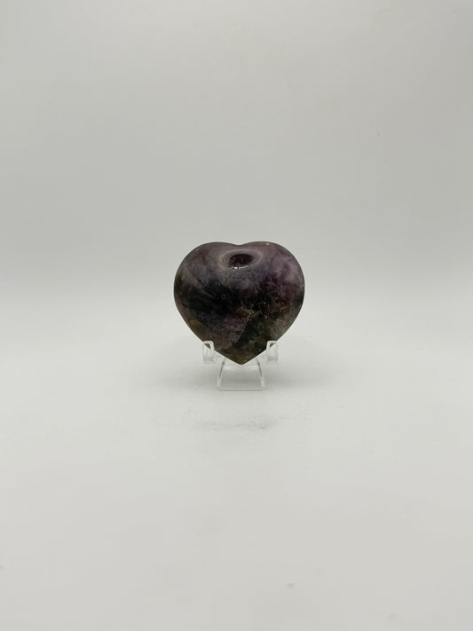 Polished super 7 in the shape of a heart.