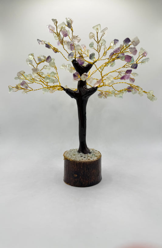 Decorative tree with fluorite crystal chips as leafs.