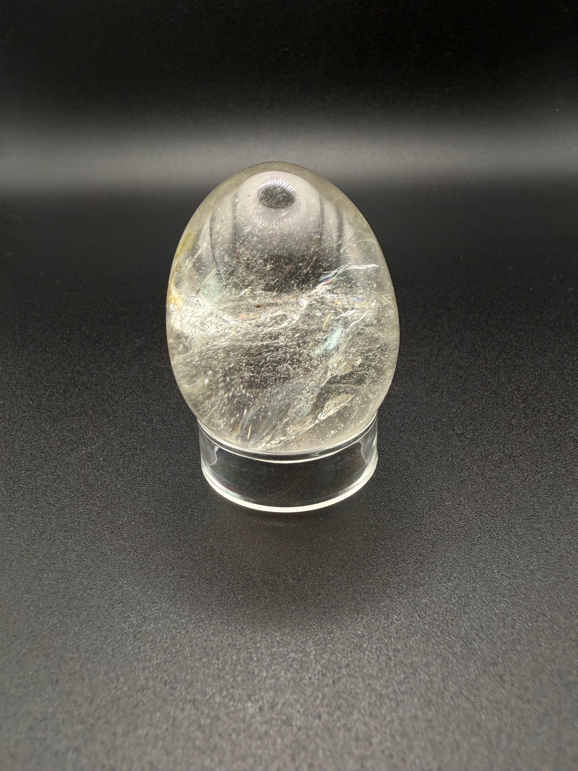Clear quartz polished crystal egg.