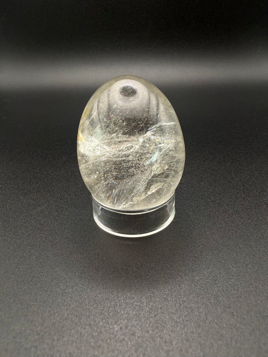 Clear quartz polished crystal egg.