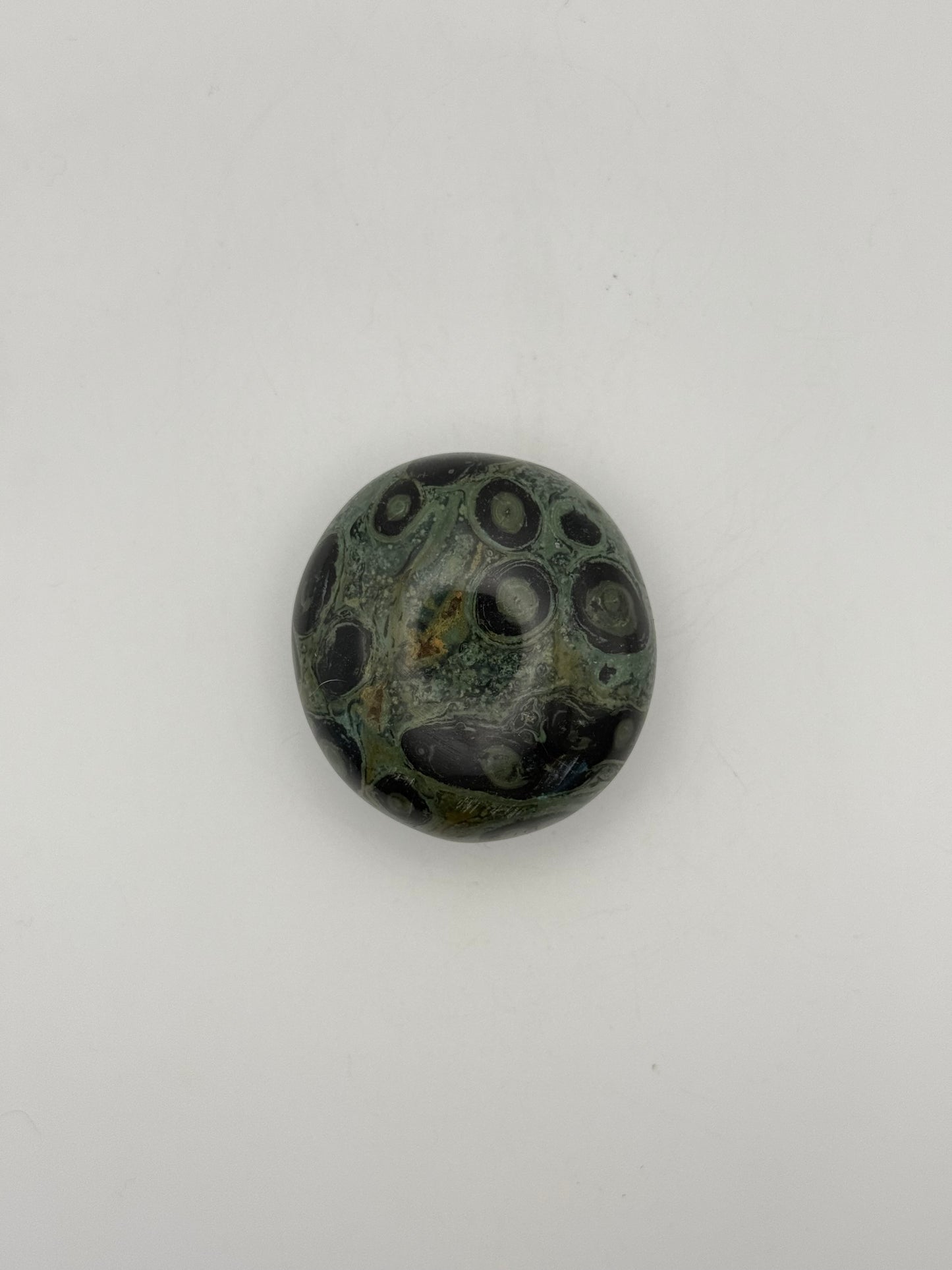 Polished kambaba jasper palm stone.