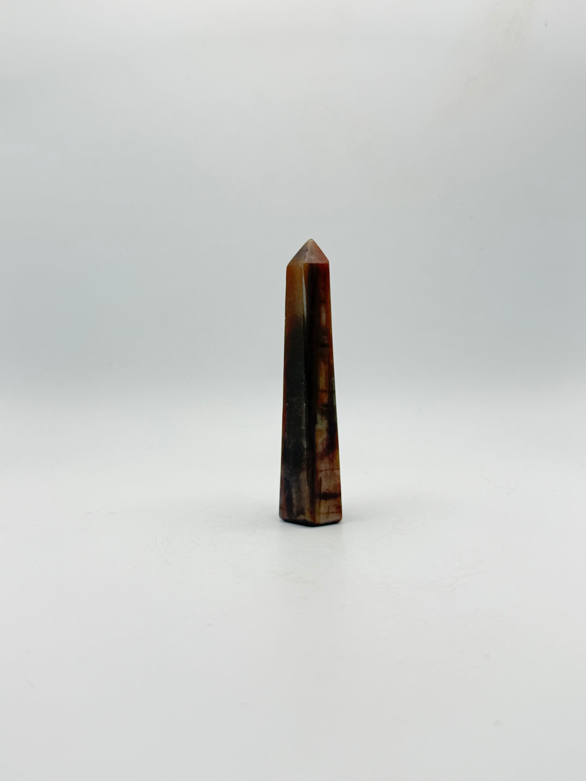 Polished petrified wood tower.