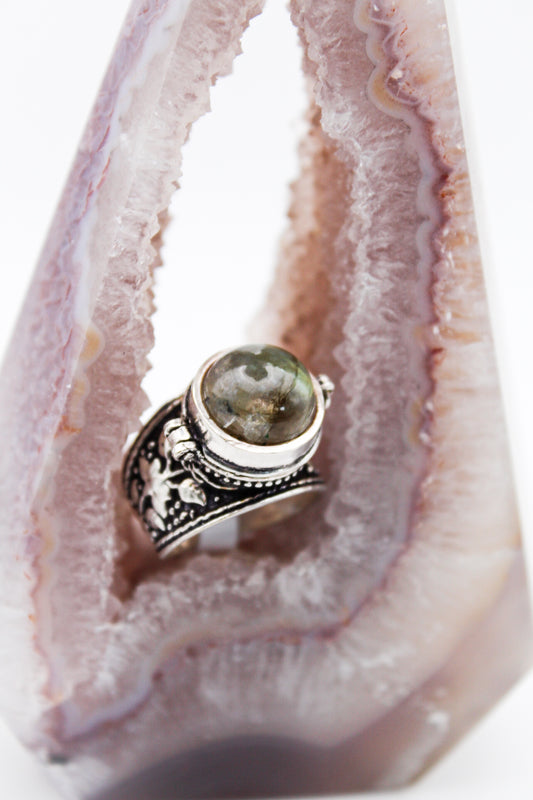 Labradorite Poison Ring