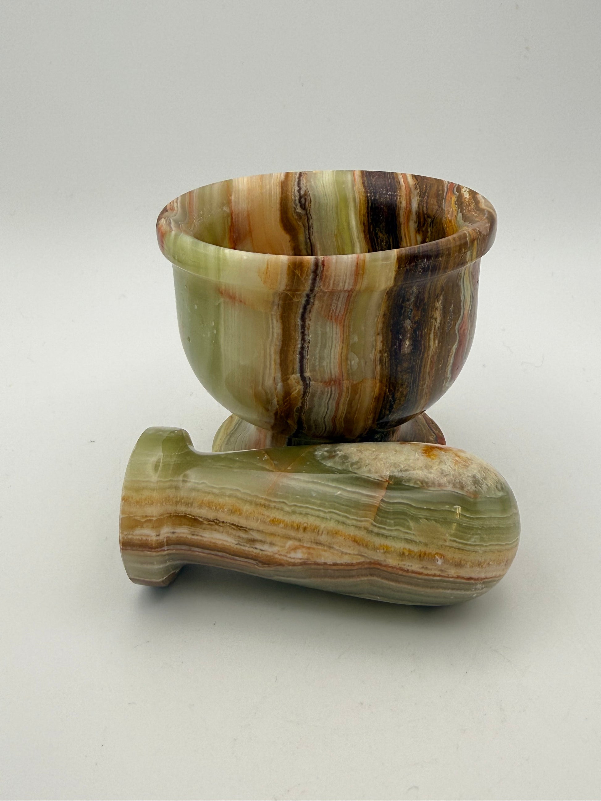3 inch mortar and pestle made from onyx stone.