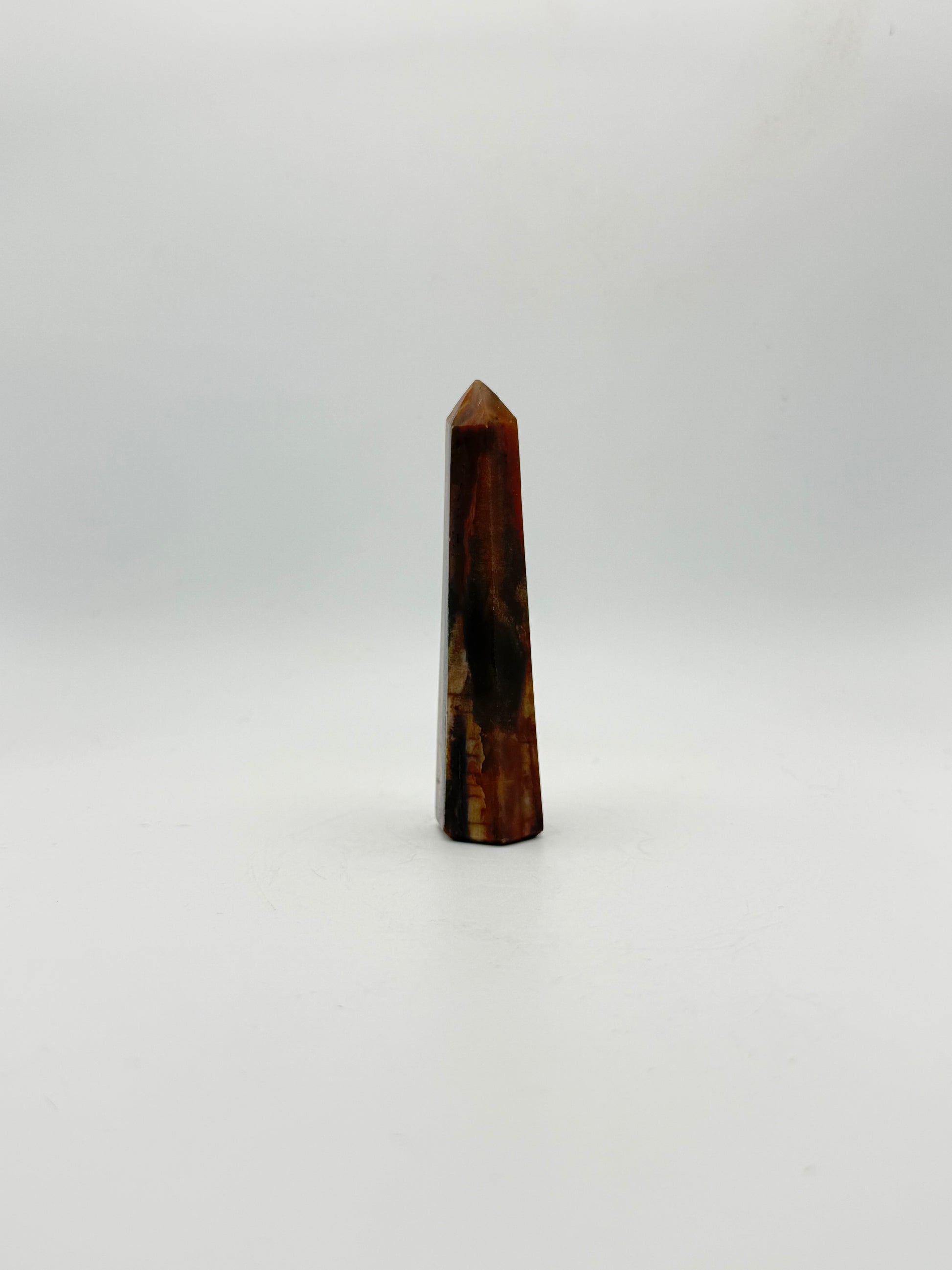 Polished petrified wood tower.