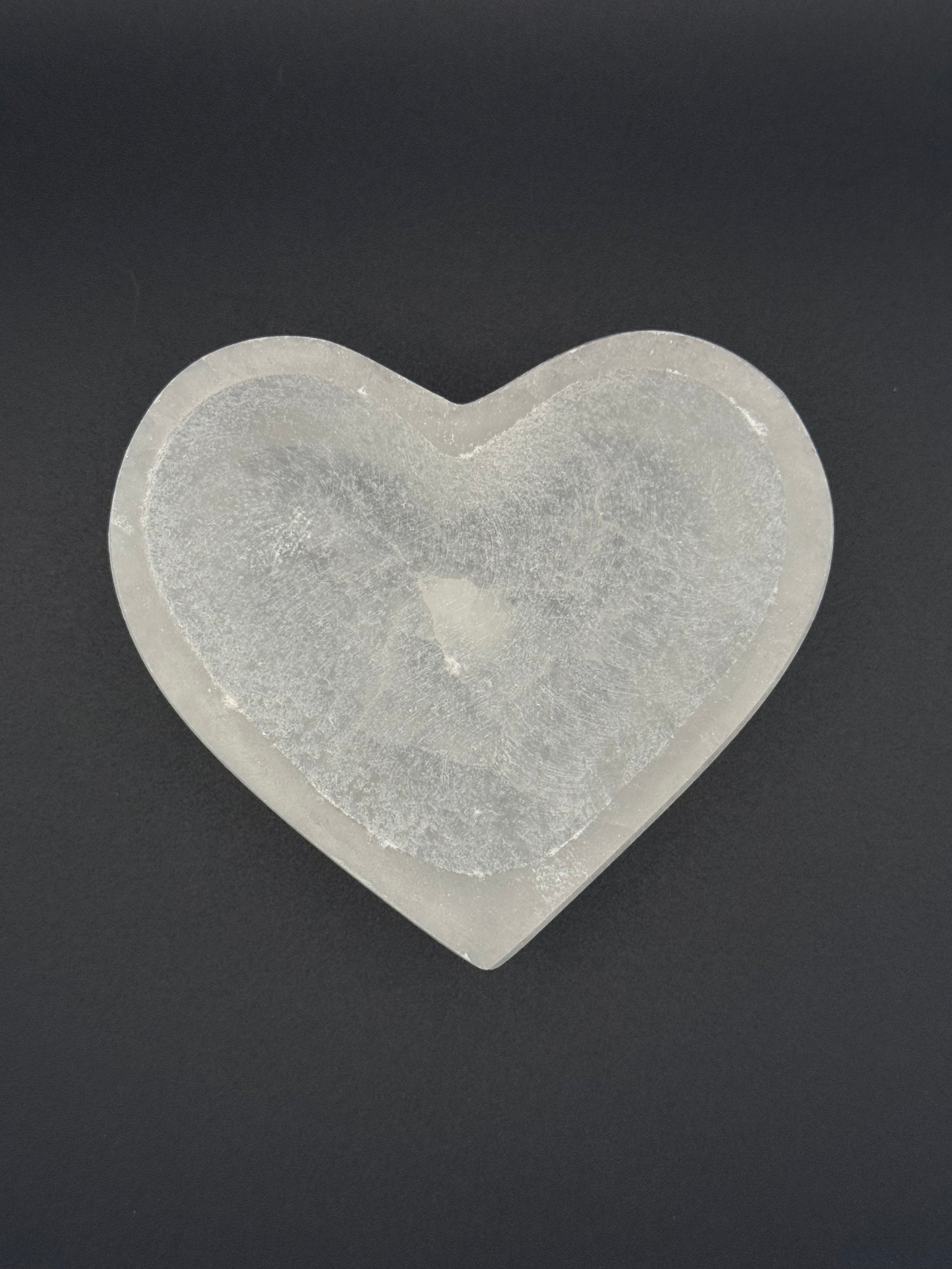 Selenite heart shaped bowl.