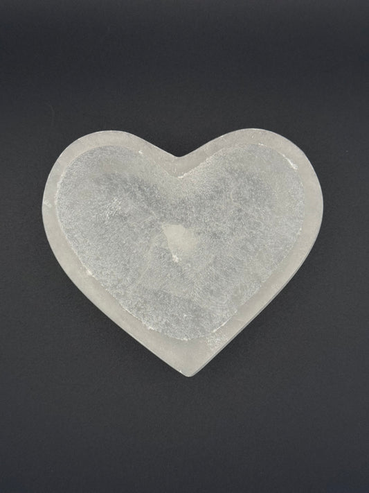 Selenite heart shaped bowl.
