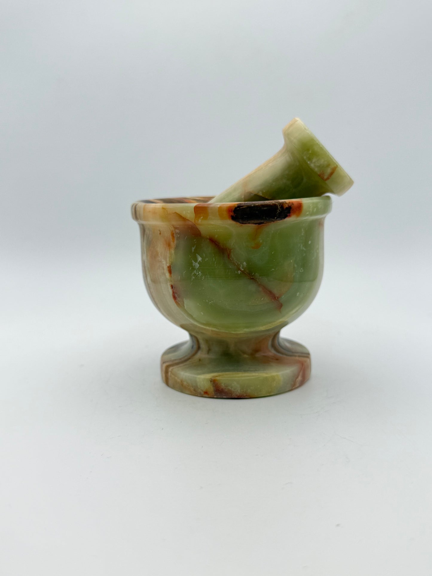 3 inch mortar and pestle made from onyx stone.