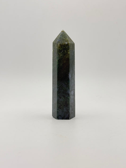 Moss agate crystal tower.