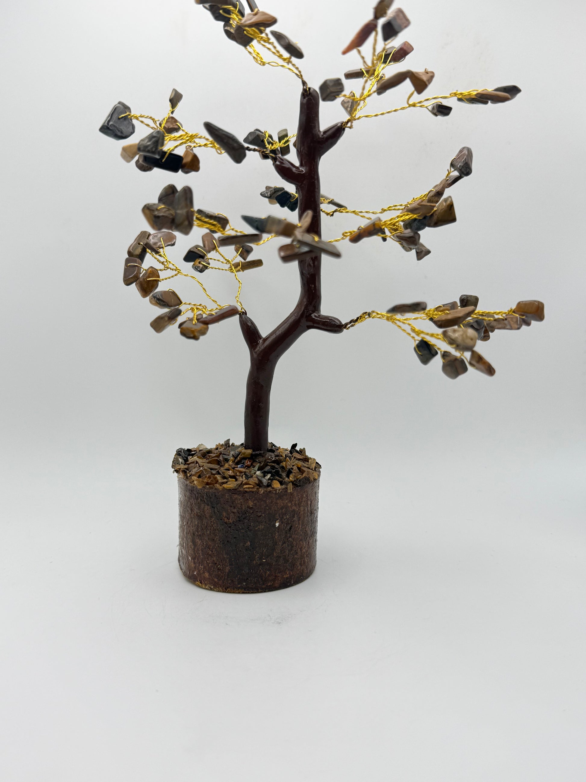 Wire tree with yellow tiger eye chips as leafs.