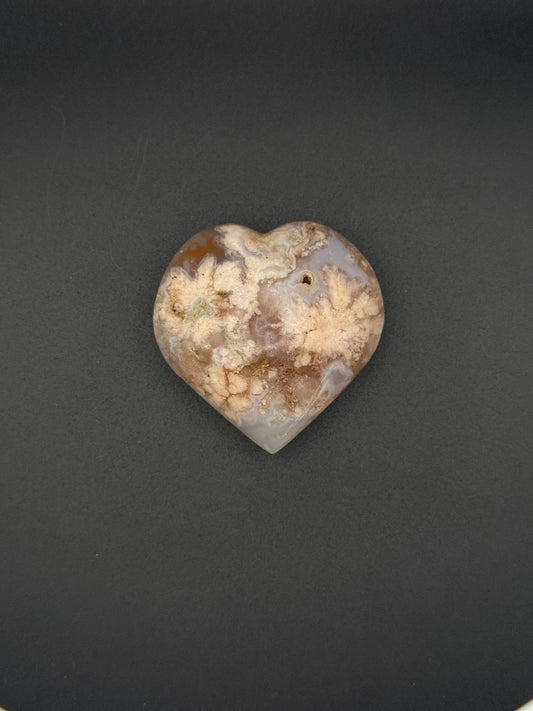 Heart-Shaped Flower agate polished crystal.