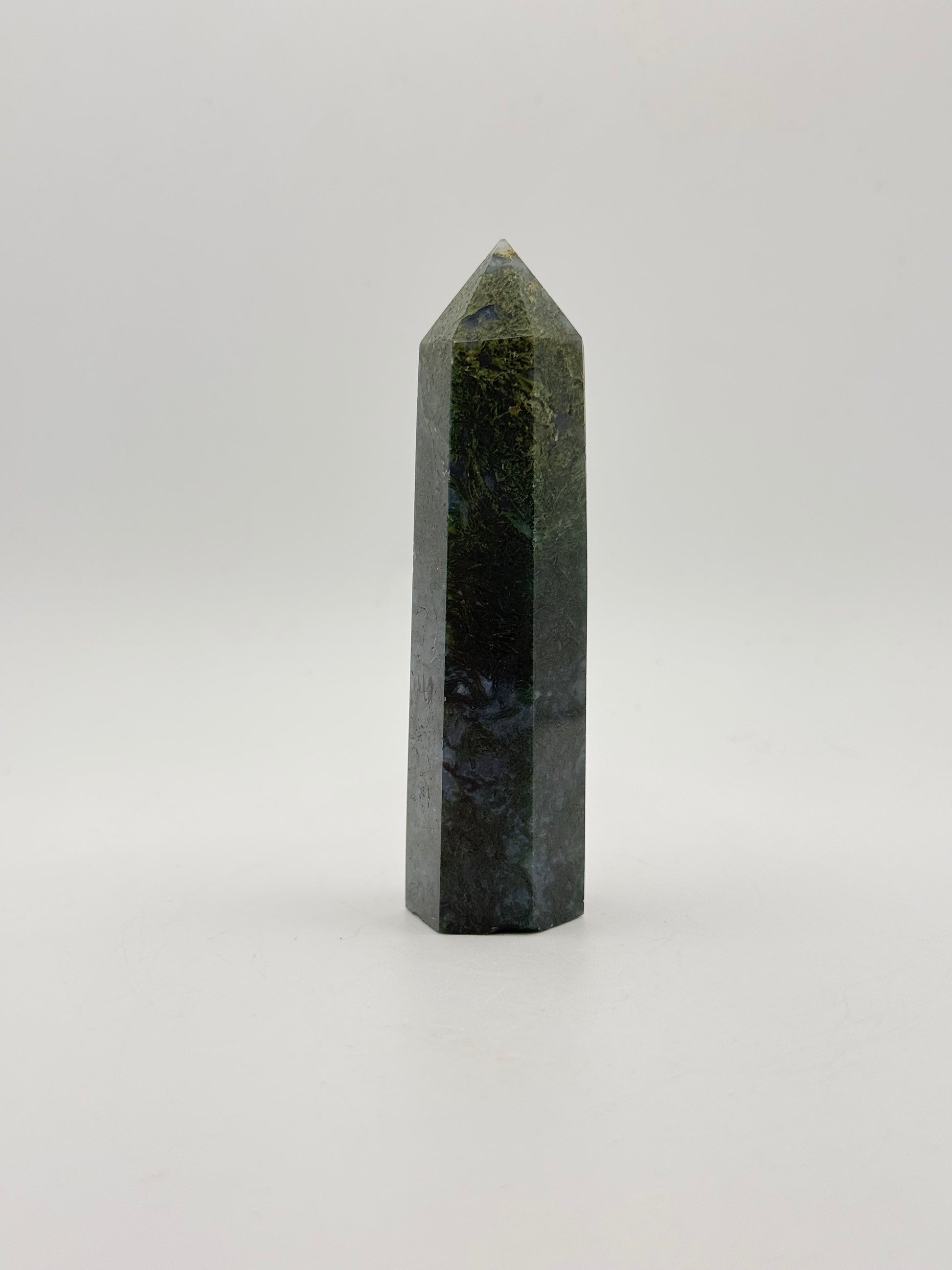 Moss agate crystal tower.