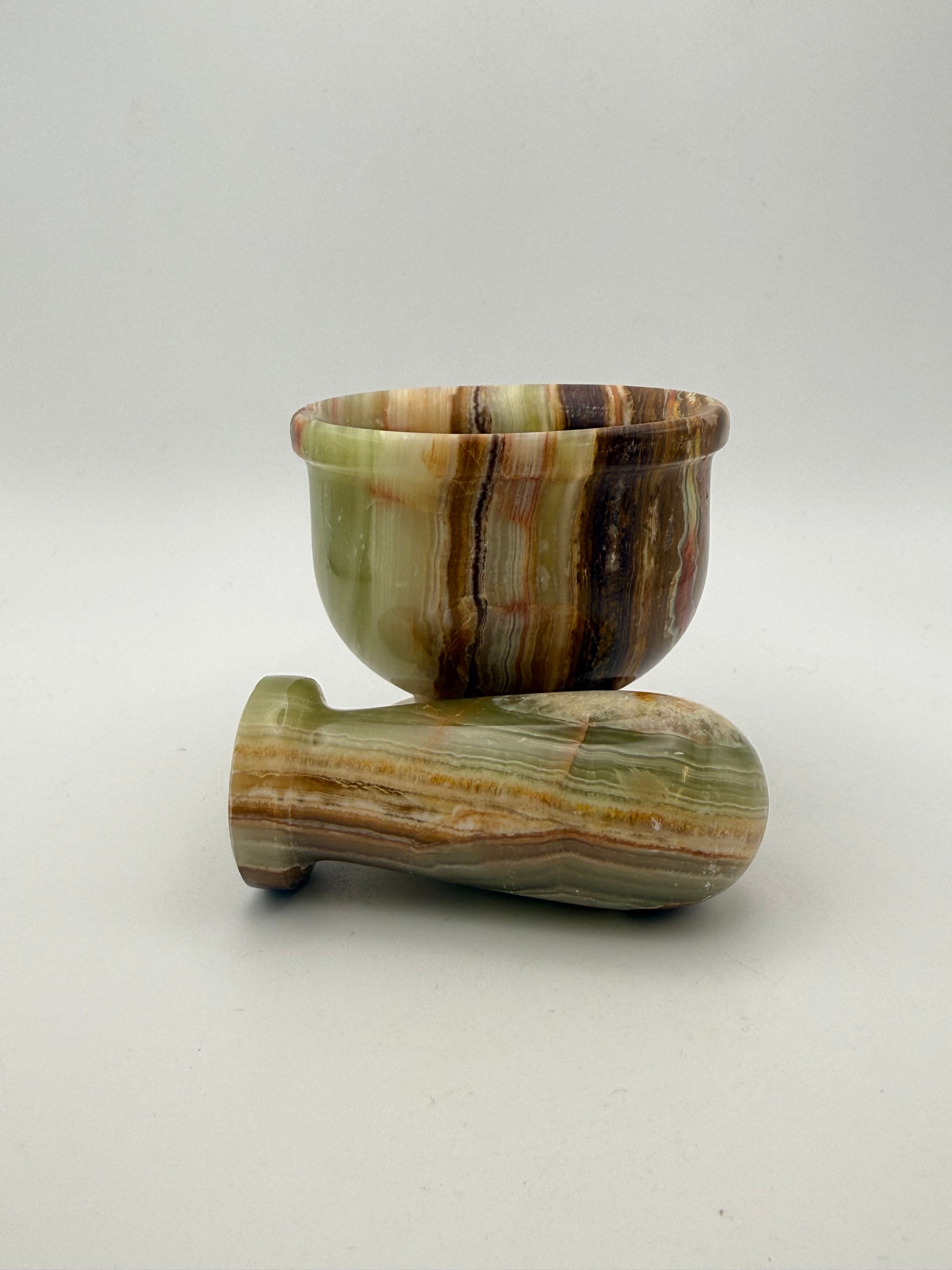 3 inch mortar and pestle made from onyx stone.