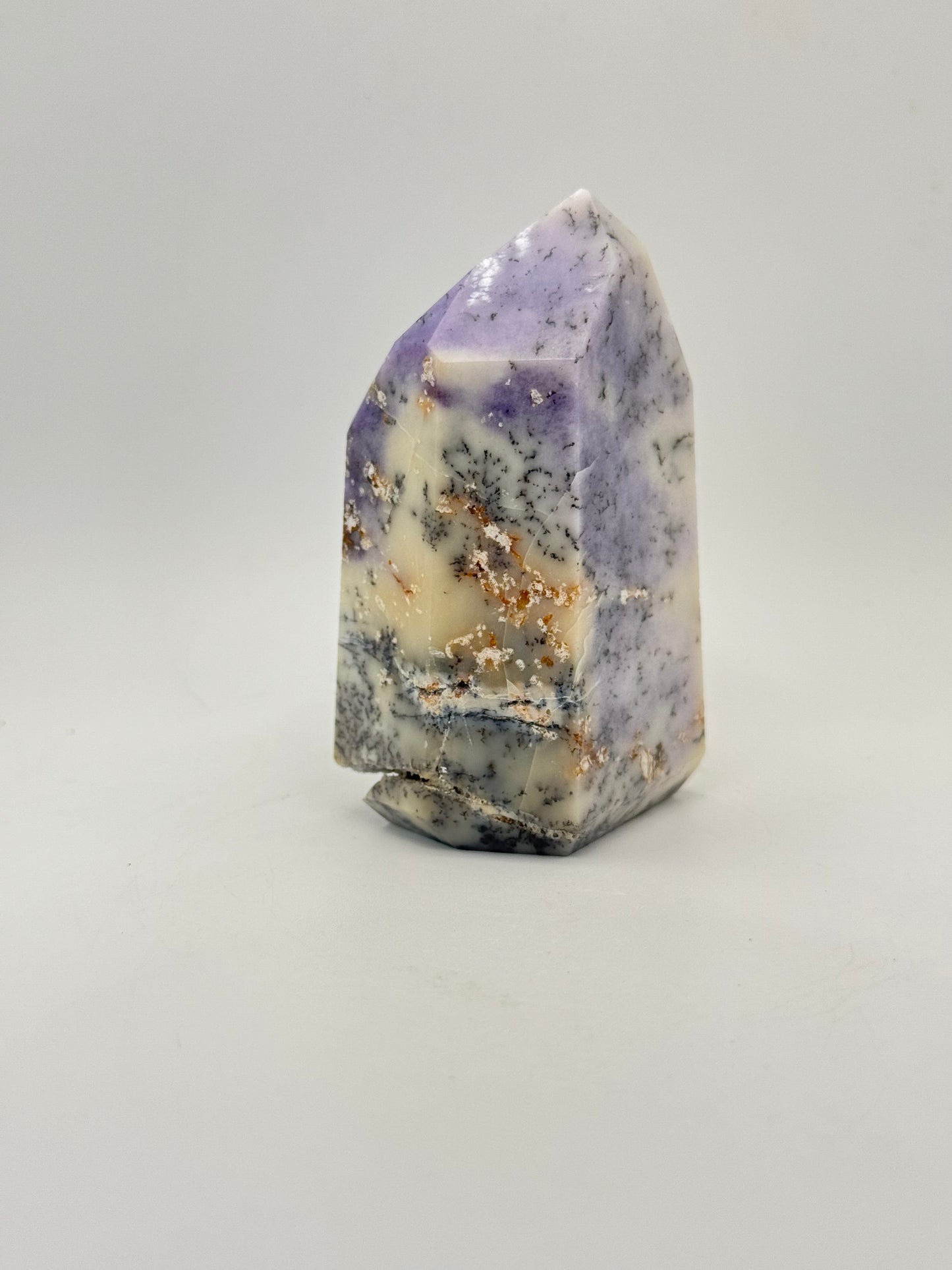 Dendritic Opal polished crystal tower. 3.5 inches tall.