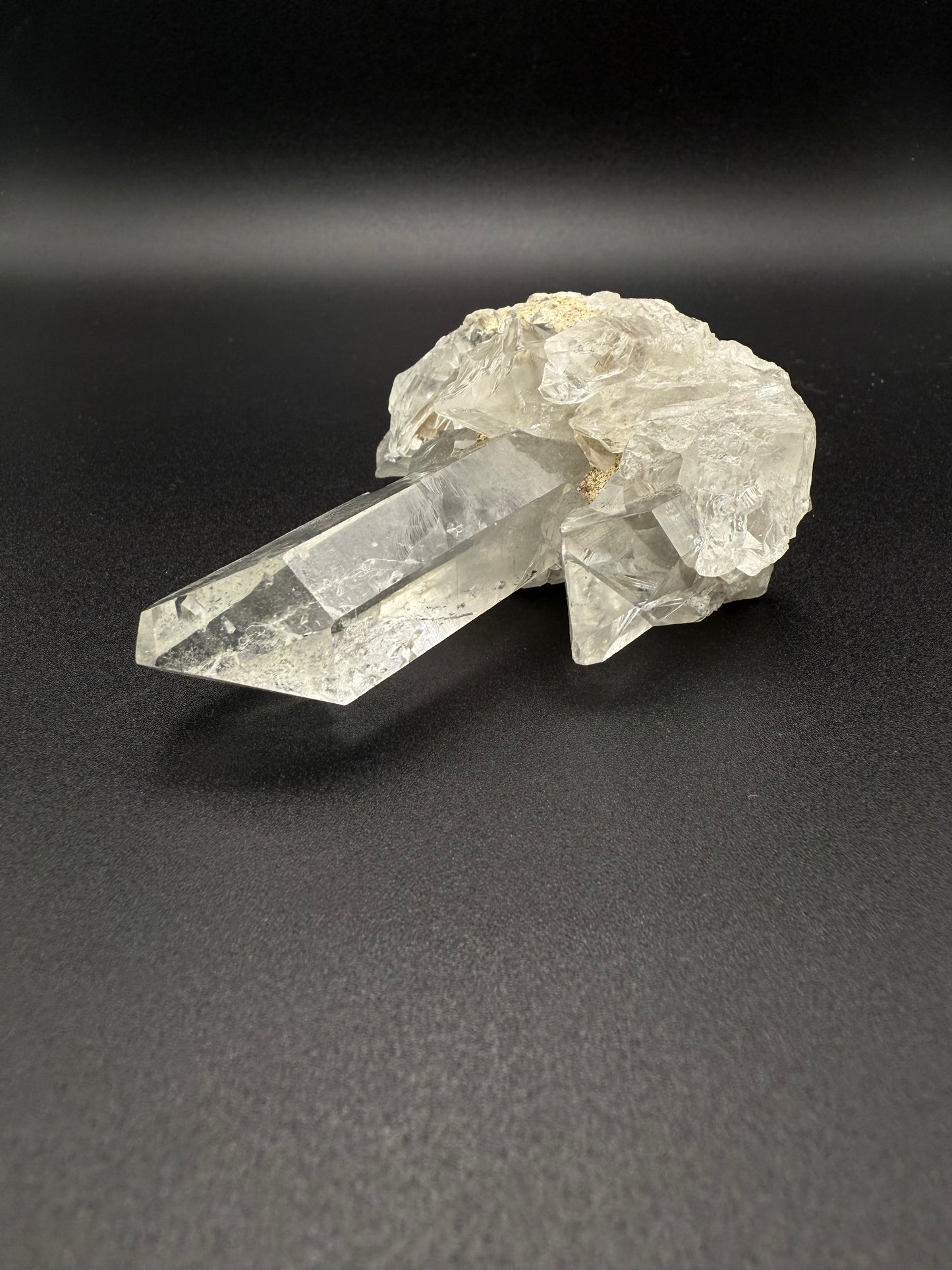 Clear quartz crystal cluster specimen