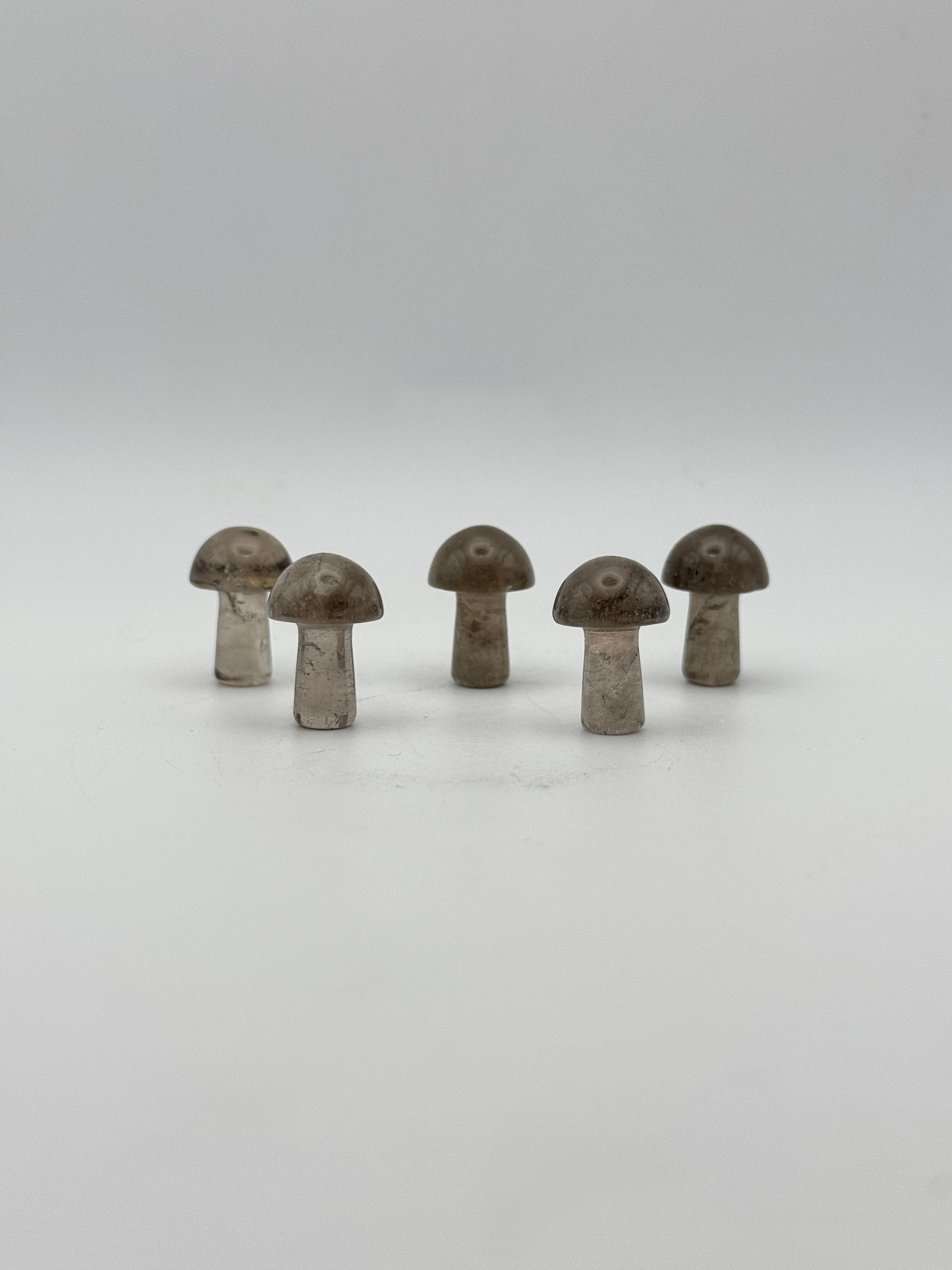Smoky quartz mini mushrooms.