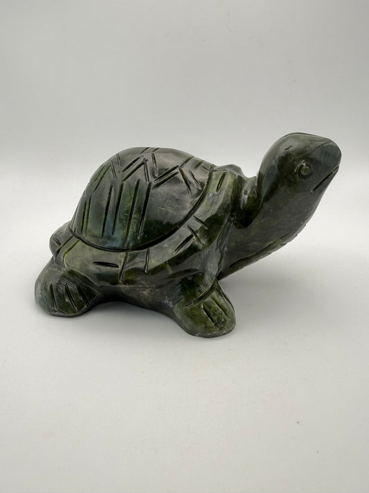 Green jade turtle carving.