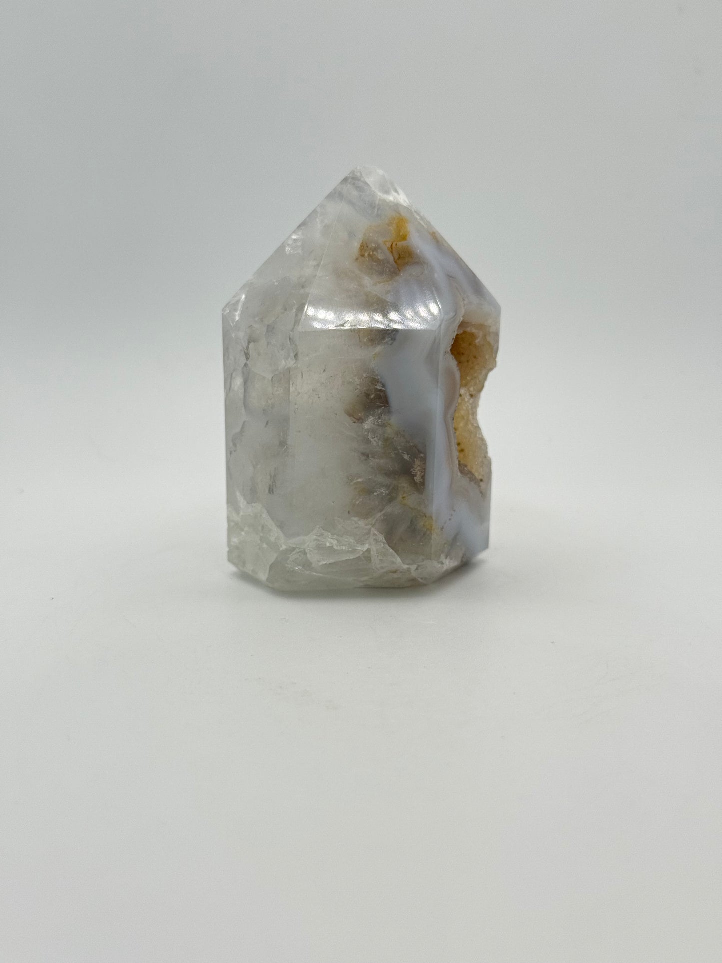 Polished druzy agate tower.