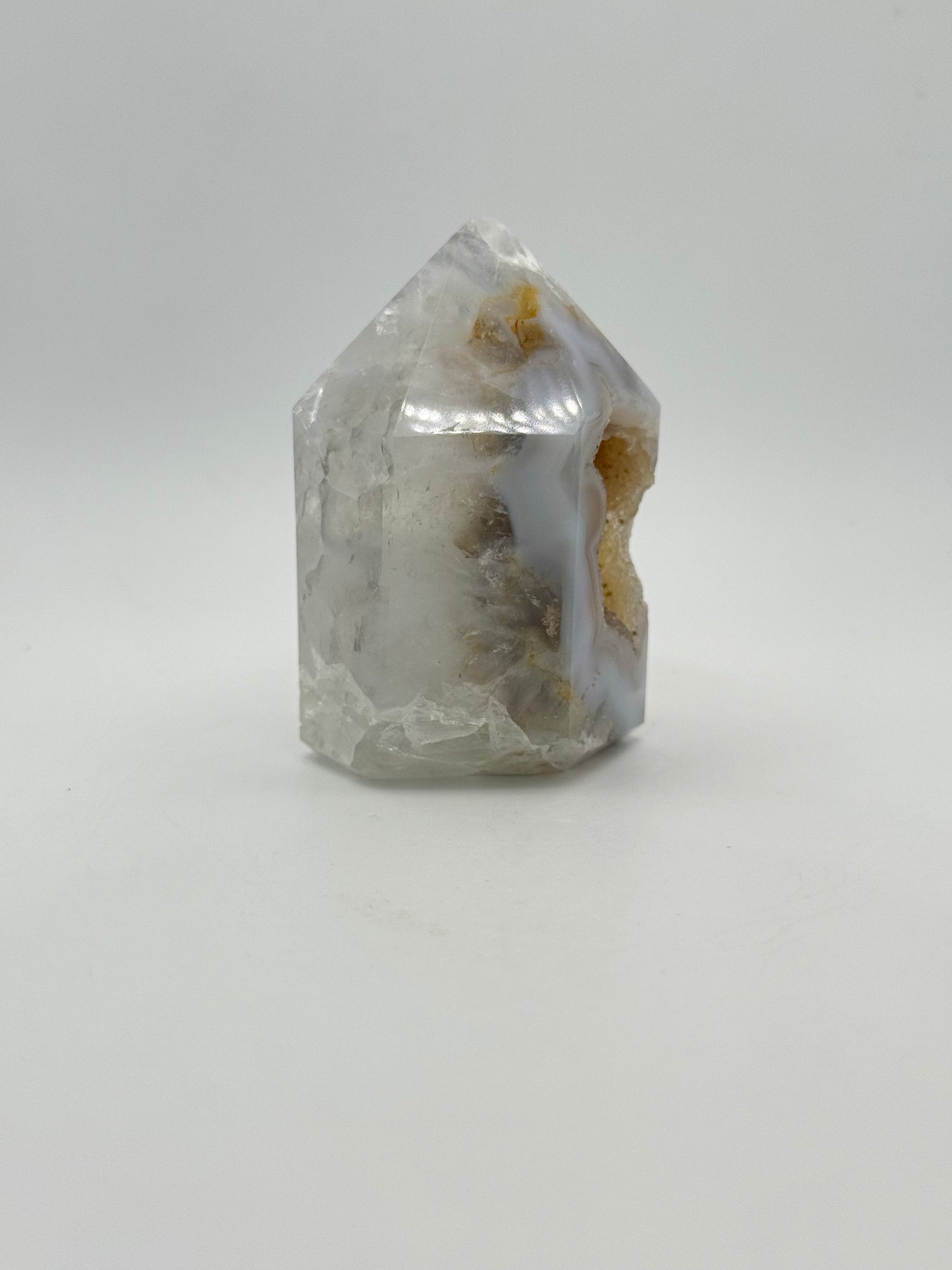 Polished druzy agate tower.
