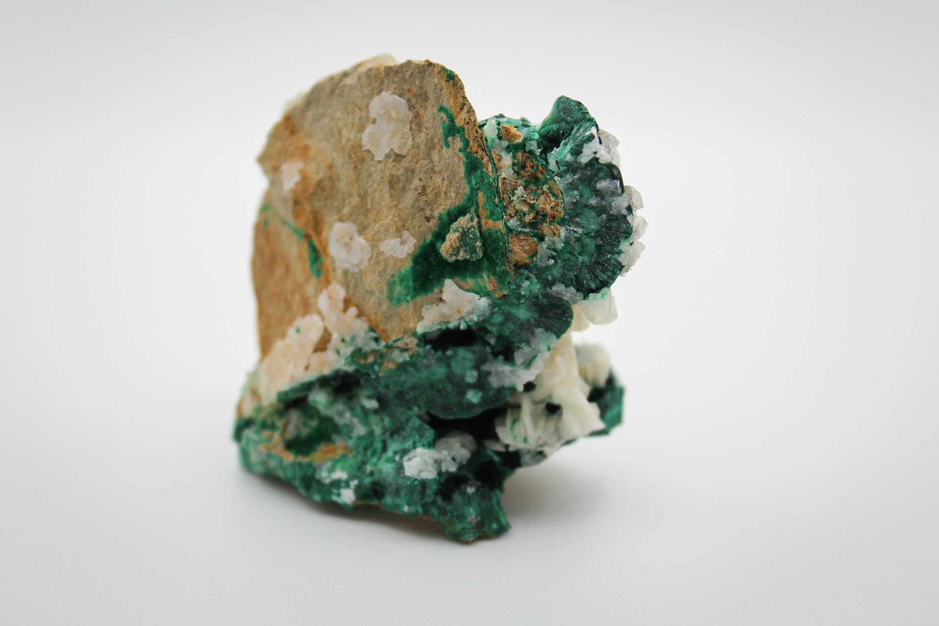 Raw velvet malachite with calcite specimen