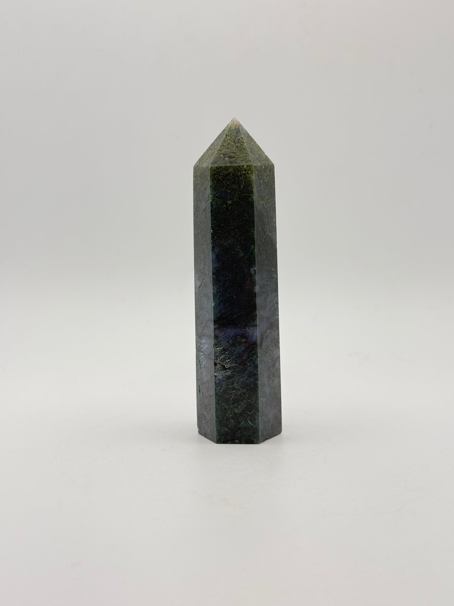Moss agate crystal tower.
