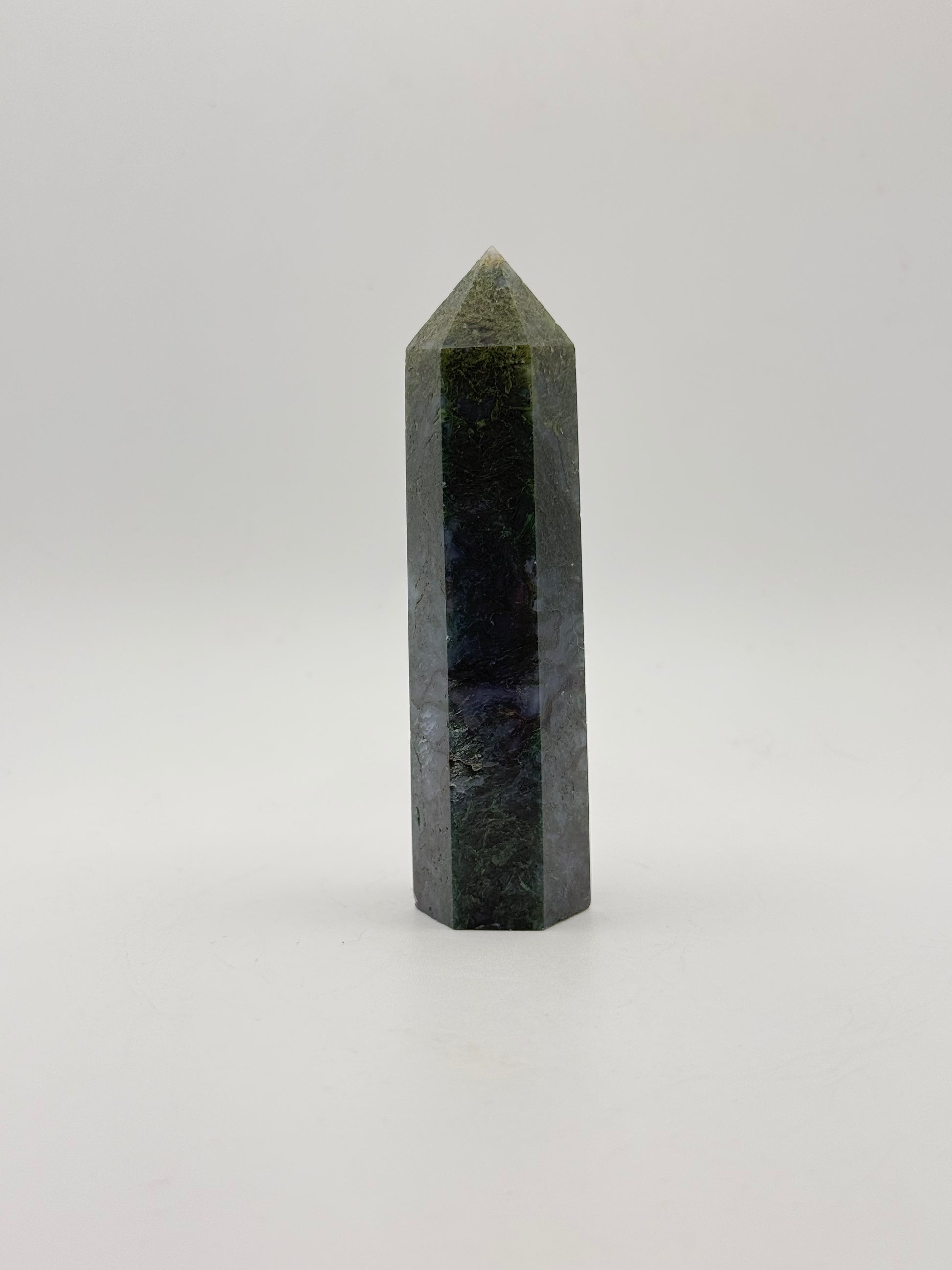 Moss agate crystal tower.