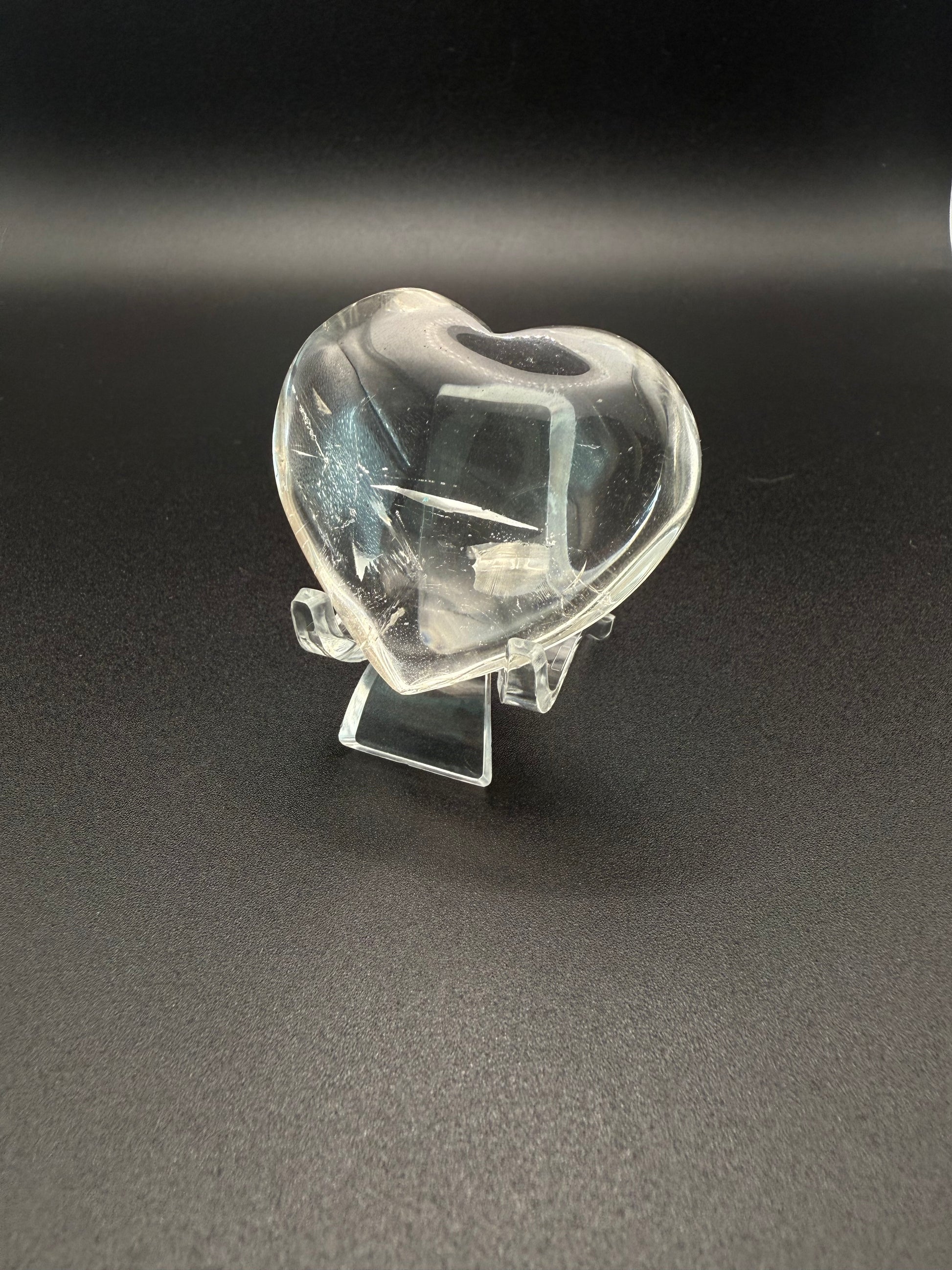 clear quartz polished crystal heart